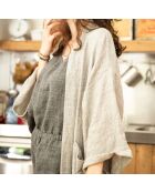 Kimono long en lin changeant plume