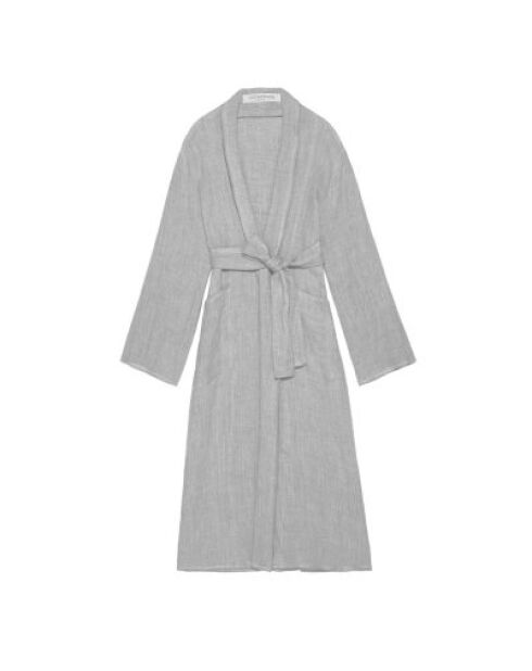 Kimono long en lin changeant gris