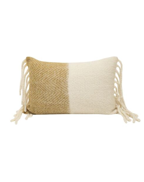 Coussin en laine bicolore beige 40x60cm