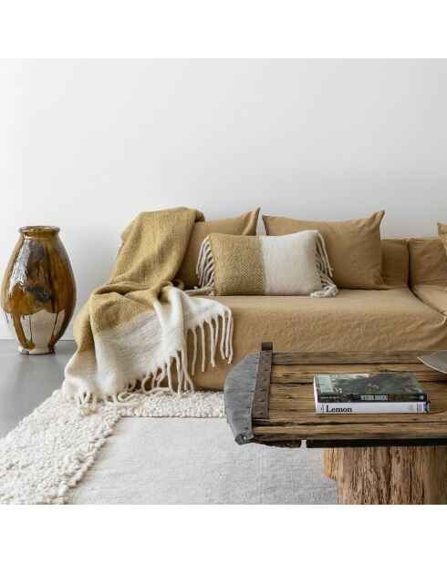 Coussin en laine bicolore beige 40x60cm