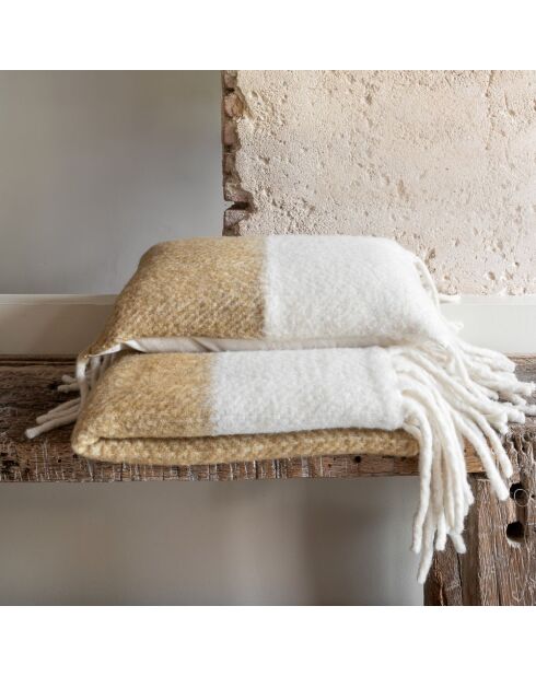 Coussin en laine bicolore beige 40x60cm