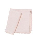 Plaid en lin lavé finitions frangées rose 150x180cm