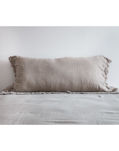 Coussin en lin frangé naturel 55x110cm