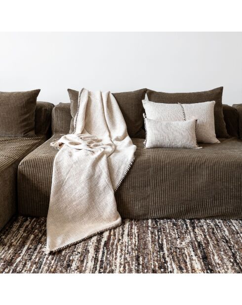 Coussin en coton flammé naturel 25x40cm