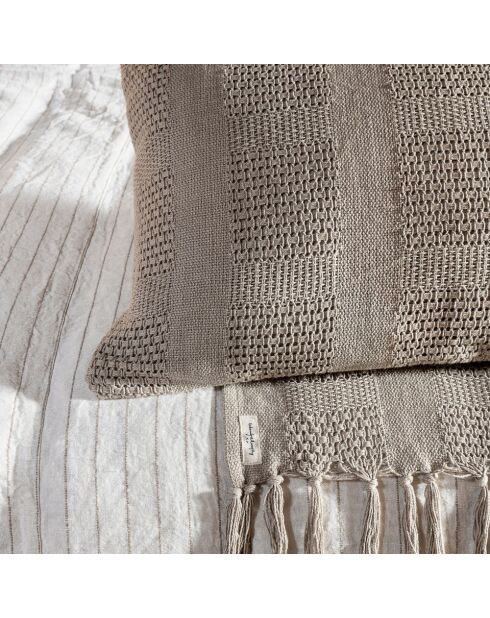 Coussin en crochet fait main beige 40x60cm