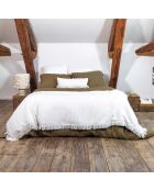 Coussin en lin frangé plume 30x60cm