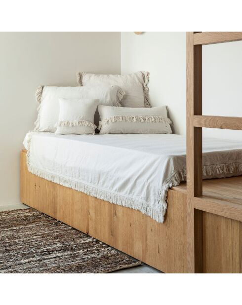 Coussin en lin frangé plume 30x60cm