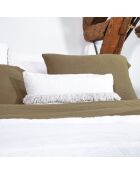 Coussin en lin frangé plume 30x60cm