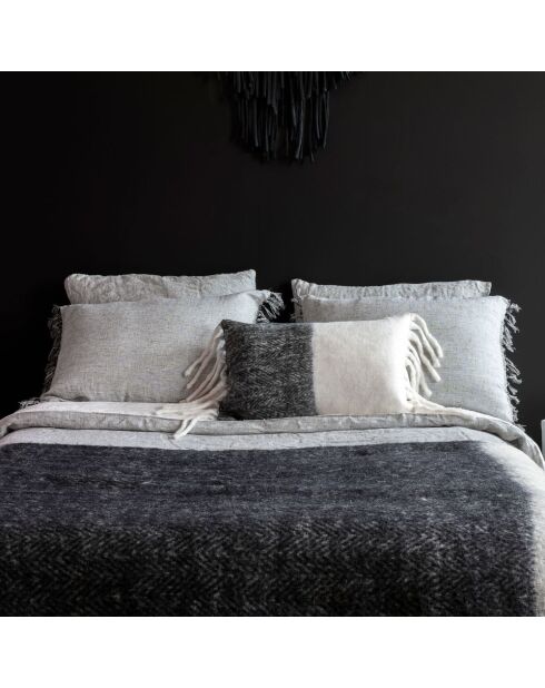 Taie d'oreiller en lin lavé et coton grise 65x65cm