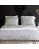 Taie d'oreiller en lin lavé et coton grise 65x65cm