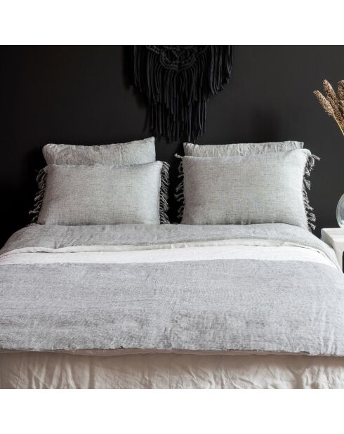 Taie d'oreiller en lin lavé et coton grise 65x65cm