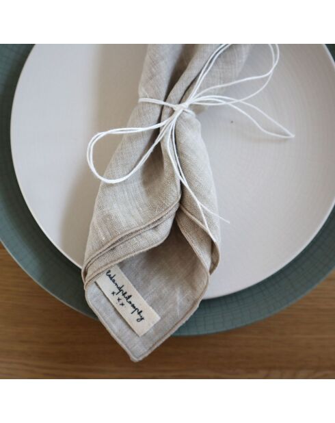 2 serviettes de table en lin lavé naturel