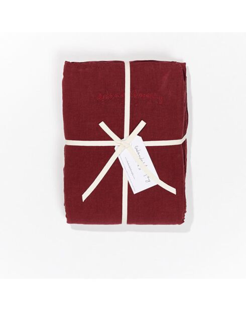 Drap housse en lin lavé rouge 90x200cm
