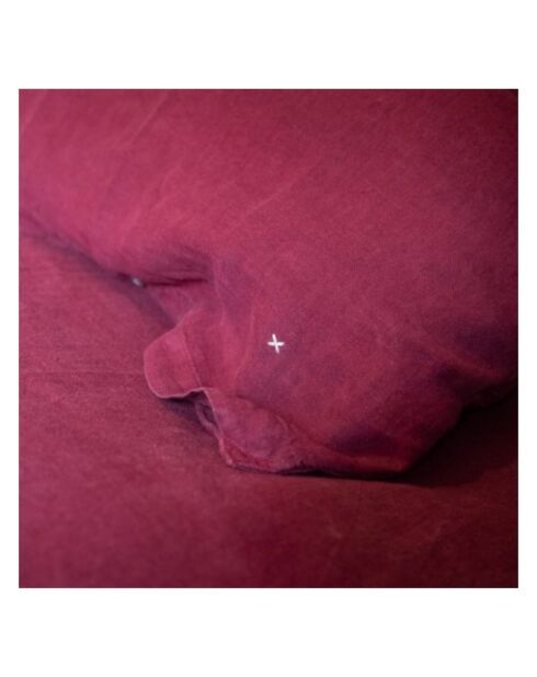 Drap housse en lin lavé rouge 90x200cm