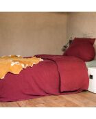 Drap housse en lin lavé rouge 90x200cm