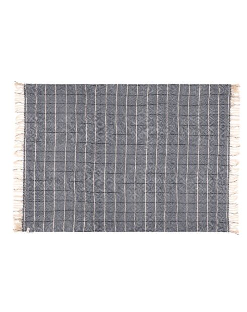 Plaid en lin et coton bleu 135x200cm