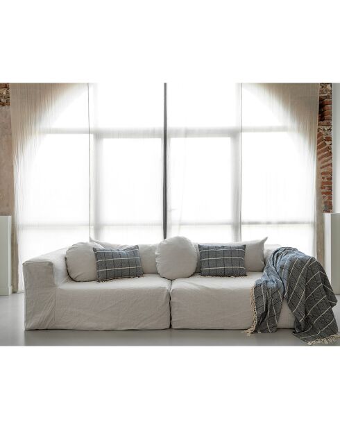 Plaid en lin et coton bleu 135x200cm