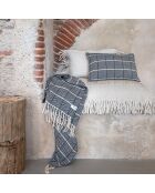 Plaid en lin et coton bleu 135x200cm