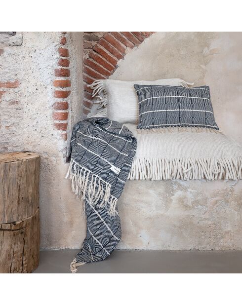 Plaid en lin et coton bleu 135x200cm