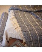 Plaid en lin et coton bleu 135x200cm