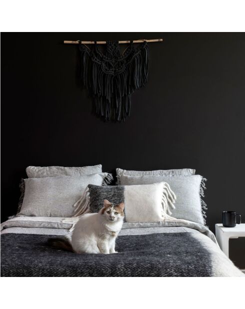 Coussin en laine bicolore blanc/noir 40x60cm