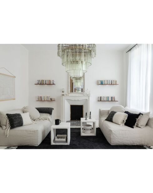 Coussin en laine bicolore blanc/noir 40x60cm