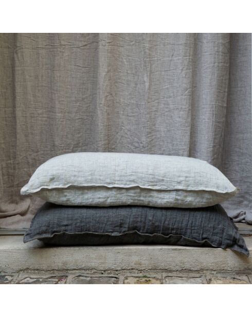 Coussin en lin changeant gris 30x60cm