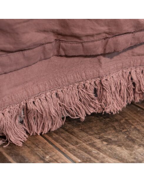 Couvre-lit en lin finitions frangées rose 250x250cm