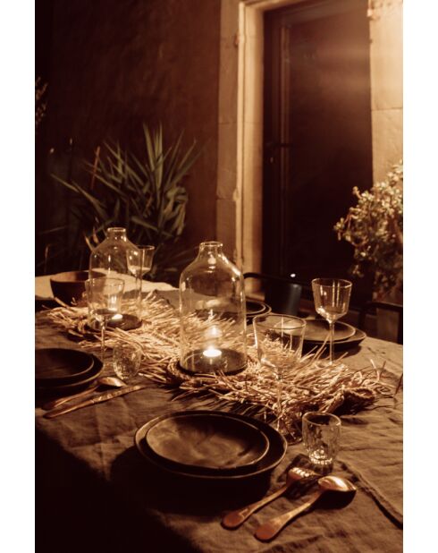 Nappe carrée en lin lavé naturel