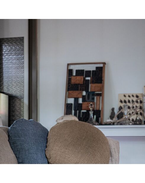 Coussin rond en lin changeant gris 63cm