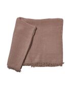 Plaid en lin lavé finitions frangées marron 150x180cm