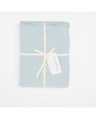 Drap housse en lin lavé bleu 140x200cm