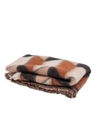 Plaid en laine motif 70s marron 135x230cm