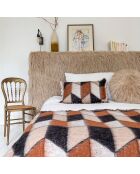 Plaid en laine motif 70s marron 135x230cm