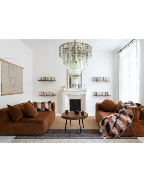 Plaid en laine motif 70s marron 135x230cm