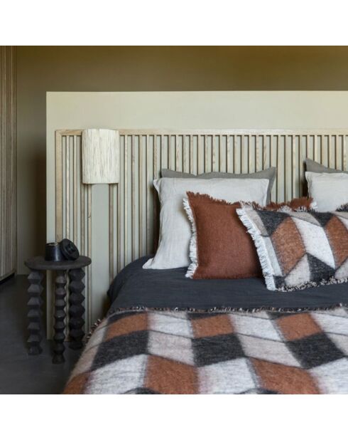 Plaid en laine motif 70s marron 135x230cm