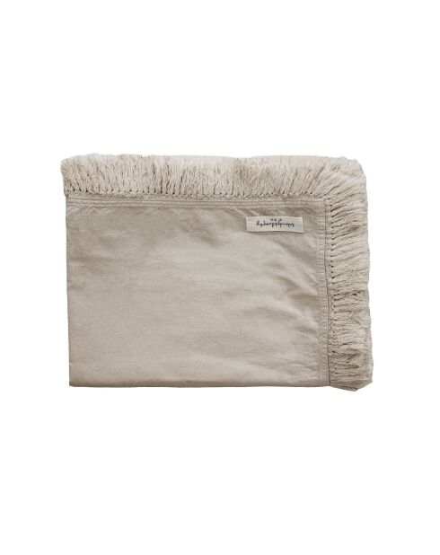 Plaid en lin & coton finitions frangées naturel 150x180cm