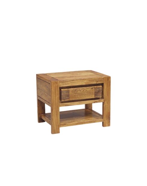 Chevet bois strié 1T Acacia Verone Marron - 55x40x45 cm