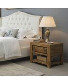 Chevet bois strié 1T Acacia Verone Marron - 55x40x45 cm