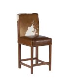 Tabouret de bar en peau de vache Acacia Savage Naturel - 46x50x109 cm
