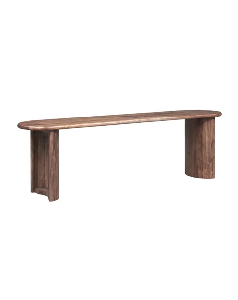 Table à manger bord arrondi Acacia Ellipse Marron - 203x102x76 cm