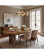 Table à manger bord arrondi Acacia Ellipse Marron - 203x102x76 cm