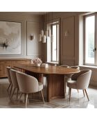 Table à manger bord arrondi Acacia Ellipse Marron - 203x102x76 cm