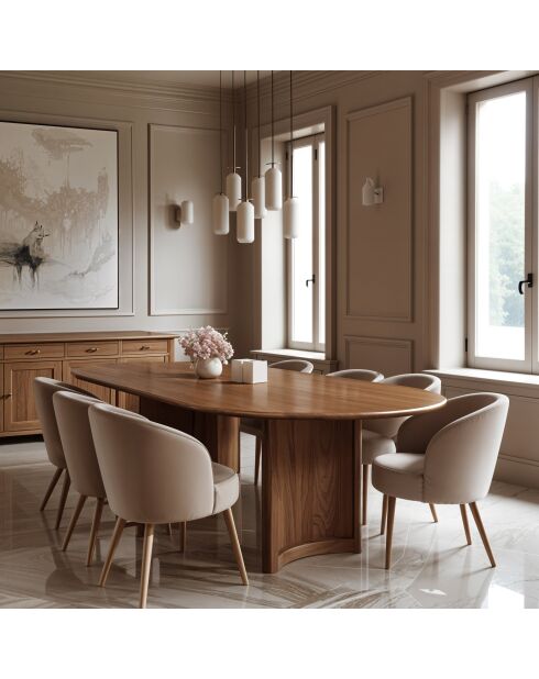 Table à manger bord arrondi Acacia Ellipse Marron - 203x102x76 cm