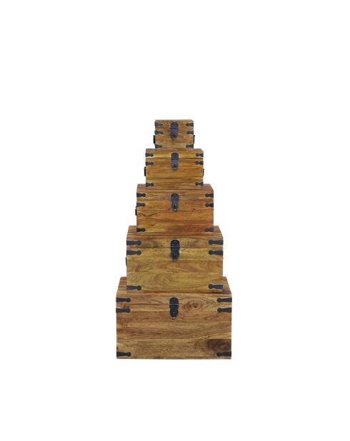 Set de 5 coffres Manguier Taba Marron - 60x45x36 cm