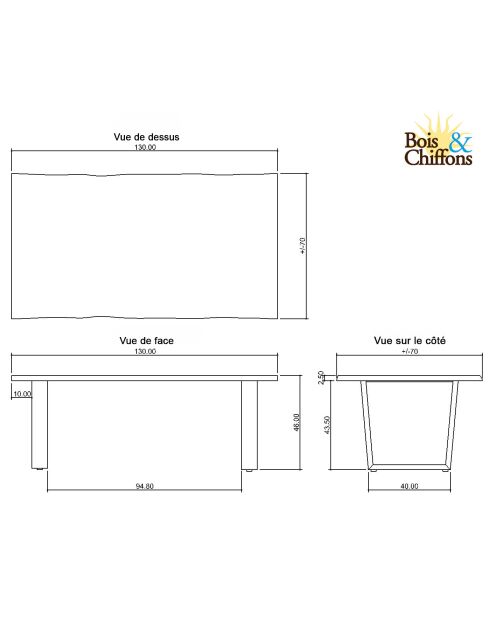 Table basse rectangulaire bois Acacia Forest Naturel - 130x70x46 cm