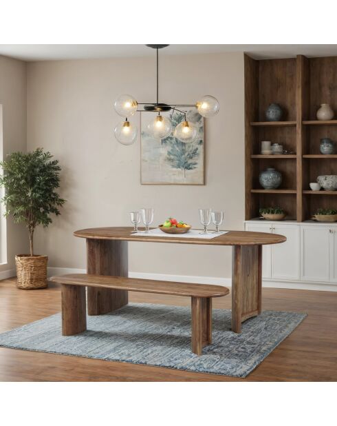 Banc arrondi bois massif Acacia Ellipse Marron - 152x36x46 cm