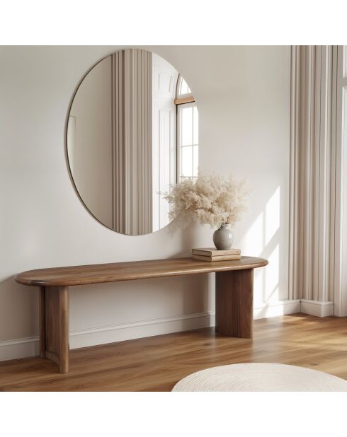 Banc arrondi bois massif Acacia Ellipse Marron - 152x36x46 cm