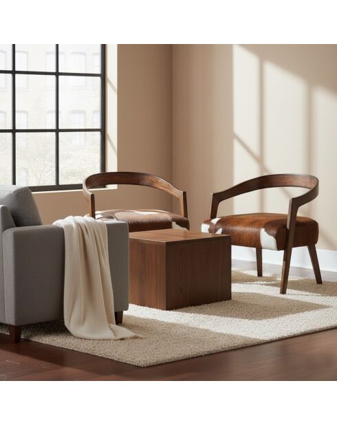 Fauteuil de cuir de vache Matador Cuir Naturel - 62x74x68 cm