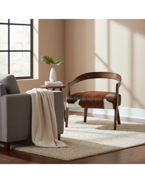 Fauteuil de cuir de vache Matador Cuir Naturel - 62x74x68 cm